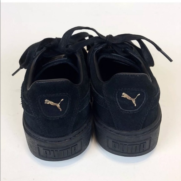 Puma‎ Suede Platform Sneakers Black With Gold Top - Picture 4 of 6